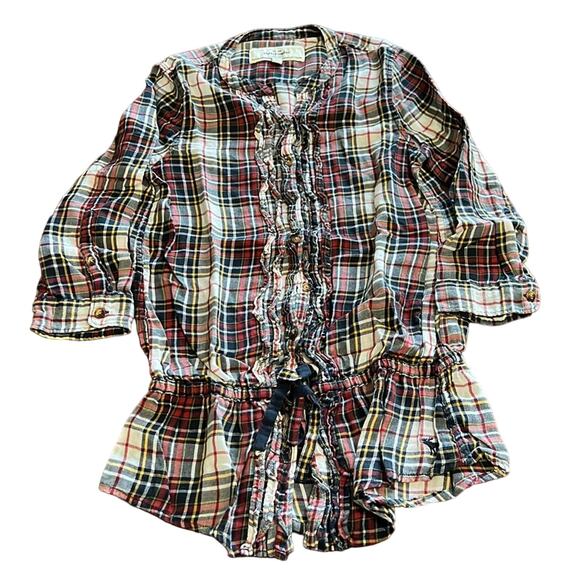 Abercrombie Girls M 8/10 Plaid Tunic Blouse Preppy School - Picture 1 of 6